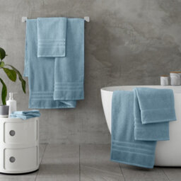 Catherine Lansfield Zero Twist Cotton Bath Sheet Pair Blue - thumbnail 4