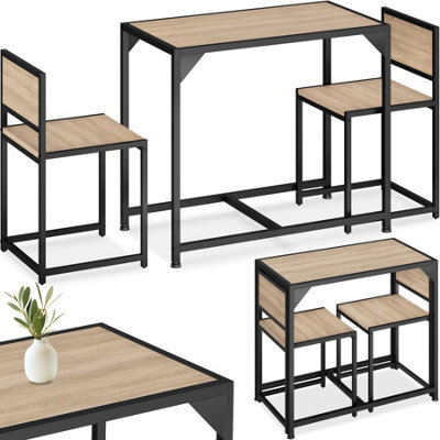 Tectake Dining Table And Chairs Milton - 3-Piece Set - Industrial Wood Light, Oak Sonoma - image 1