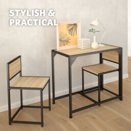 Tectake Dining Table And Chairs Milton - 3-Piece Set - Industrial Wood Light, Oak Sonoma - thumbnail 7