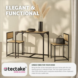 Tectake Dining Table And Chairs Milton - 3-Piece Set - Industrial Wood Light, Oak Sonoma - thumbnail 4