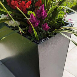 Woven Wood 90Cm Long Zinc Silver & Black Textured 60Cm Tall Trough Planter - thumbnail 5