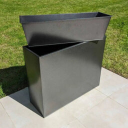 Woven Wood 90Cm Long Zinc Silver & Black Textured 60Cm Tall Trough Planter - thumbnail 2