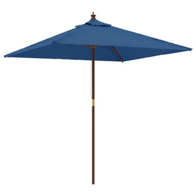 Berkfield Durable Garden Parasol With Wooden Pole Azure Blue 198X198X231 Cm
