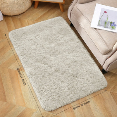 Aspire Homeware Non-Slip Cream Shaggy Rug Soft Fluffy Washable Doormat, (L)80Cm X (W)50Cm - image 1
