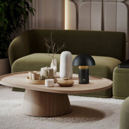 Happy Homewares Mat Black Modern Usb-C Battery Mushroom Lamp With Touch Dimmer - thumbnail 6