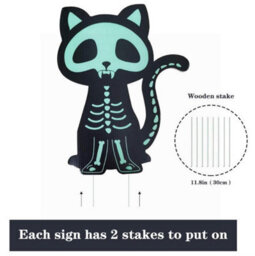 Amorly 4Pcs Halloween Yard Signs, Reflective Black Cat Lawn Stakes, Scary Plastic Outdoor Yard Decorations For Front Yard Home Party - thumbnail 5