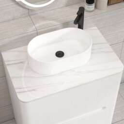 Royal Bathrooms Venice 700mm Gloss White Freestanding Bathroom Countertop Vanity Unit 2 Drawer With Peak Basin - thumbnail 6
