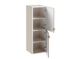 Impact Furniture Tall Bathroom Storage Cabinet Wall Hung Floating Tall Boy Unit Narrow Tallboy Ribbed Fluted Beige Cashmere Cara - thumbnail 6