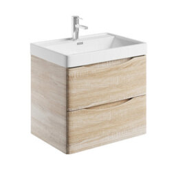 Plum&clay Eden Light Oak Wall Hung Vanity Unit With Resin Basin (W)600mm - thumbnail 5