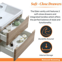 Plum&clay Eden Light Oak Wall Hung Vanity Unit With Resin Basin (W)600mm - thumbnail 6