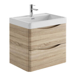 Plum&clay Eden Light Oak Wall Hung Vanity Unit With Resin Basin (W)600mm - thumbnail 1