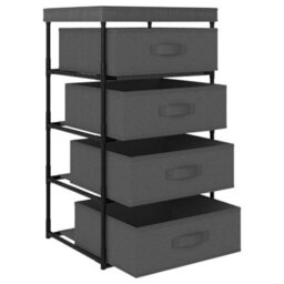 Berkfield Storage Rack With 4 Fabric Baskets Steel Grey - thumbnail 3