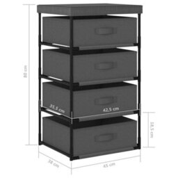 Berkfield Storage Rack With 4 Fabric Baskets Steel Grey - thumbnail 7