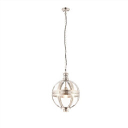 Luminosa Lighting Luminosa Vienna 1 Light Spherical Pendant Bright Nickel Plated On Solid Brass, Glass, E27 - thumbnail 1
