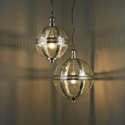 Luminosa Lighting Luminosa Vienna 1 Light Spherical Pendant Bright Nickel Plated On Solid Brass, Glass, E27 - thumbnail 3