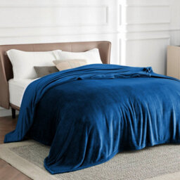 Ameha Fleece Plain Blanket, Lightweight & Reversible Throw For Travel, Bed & Sofa Blanket, Teal Super King 230X270Cm - thumbnail 2