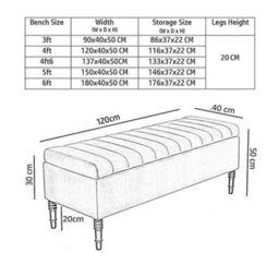 120Cm Paris Striped Ottoman Storage Bench- Plush Velvet Shoe Bench - White Upholstery Footstool With Storage - thumbnail 3