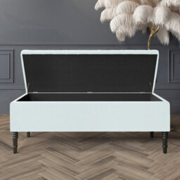 120Cm Paris Striped Ottoman Storage Bench- Plush Velvet Shoe Bench - White Upholstery Footstool With Storage - thumbnail 2