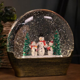 Samuel Alexander 19Cm Battery Operated Light Up Christmas Water Dome With Snowmen & Trees Scene - thumbnail 1