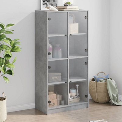 Berkfield Highboard With Doors Concrete Grey 68X37X142 Cm Engineered Wood - image 1