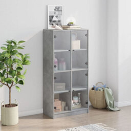 Berkfield Highboard With Doors Concrete Grey 68X37X142 Cm Engineered Wood - thumbnail 3