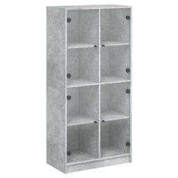 Berkfield Highboard With Doors Concrete Grey 68X37X142 Cm Engineered Wood - thumbnail 2