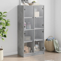 Berkfield Highboard With Doors Concrete Grey 68X37X142 Cm Engineered Wood - thumbnail 1