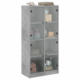 Berkfield Highboard With Doors Concrete Grey 68X37X142 Cm Engineered Wood - thumbnail 5