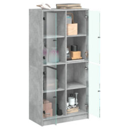 Berkfield Highboard With Doors Concrete Grey 68X37X142 Cm Engineered Wood - thumbnail 4
