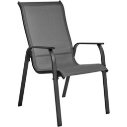 Yaheetech Set Of 2 Grey Outdoor Texteline Stackable Dining Chairs With Backrest And Armrests - thumbnail 2