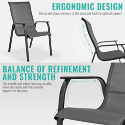 Yaheetech Set Of 2 Grey Outdoor Texteline Stackable Dining Chairs With Backrest And Armrests - thumbnail 5