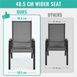 Yaheetech Set Of 2 Grey Outdoor Texteline Stackable Dining Chairs With Backrest And Armrests - thumbnail 8