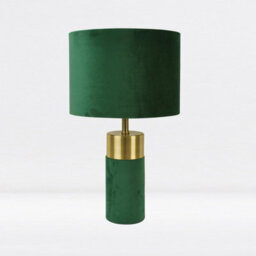 First Choice Lighting Green Velvet With Antique Brass Detail Table Lamp