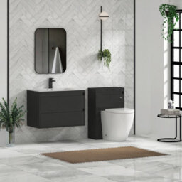 Royal Bathrooms Orion 800mm Matt Obsidian Black 2 Drawer Wall Hung Vanity Unit With Carrara White Basin & Black Accent Trim - thumbnail 3