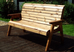 Charles Taylor Trading Charles Taylor Wooden Garden 5 Seater Multi Chair Bench Set Table Green Cushion - thumbnail 3
