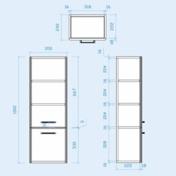 Nes Home 500mm Freestanding Grey Basin Vanity & 350mm Wall Hung Tall Cabinet Set - thumbnail 9