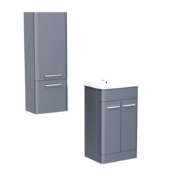Nes Home 500mm Freestanding Grey Basin Vanity & 350mm Wall Hung Tall Cabinet Set - thumbnail 7