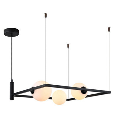 Luminosa Lighting Luminosa Modern Hanging Pendant Black 3 Light  With White Shade, G9