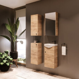 Impact Furniture Bathroom Mirror Cabinet Mirrored Wall Unit 400mm Slimline Cupboard Oak Finish Narrow Storage Avir - thumbnail 9