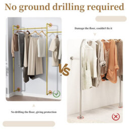 Fativo L123 Xw29 Xh78.4Cm Large Industrial Pipe Clothes Rack Gold Pipeline Hanging Open Wardrobe Boutique - thumbnail 4