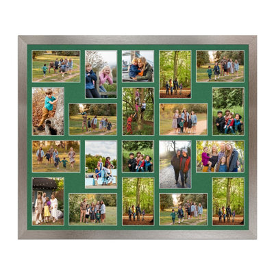 AK Frames 80X70Cm Aluminum Modern Multi Photo Frame With Emerald Mount - Holds 20 Apertures (18X) 6X4, (2X) 4X4 Photos - image 1