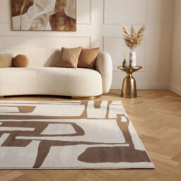The Rugs Loft Taupe And Ivory Abstract Geometric Living Room Area Rug And Runners Soft Pile - thumbnail 4