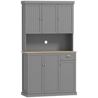 Wyld Haus Ririlo 180Cm Tall Grey Kitchen Storage Cabinet With 6 Doors, Drawer And Open Countertop - image 1