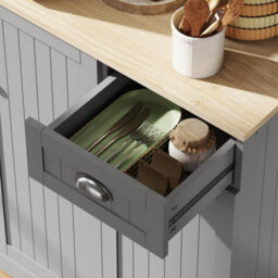 Wyld Haus Ririlo 180Cm Tall Grey Kitchen Storage Cabinet With 6 Doors, Drawer And Open Countertop - thumbnail 9