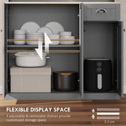 Wyld Haus Ririlo 180Cm Tall Grey Kitchen Storage Cabinet With 6 Doors, Drawer And Open Countertop - thumbnail 6