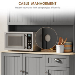 Wyld Haus Ririlo 180Cm Tall Grey Kitchen Storage Cabinet With 6 Doors, Drawer And Open Countertop - thumbnail 5
