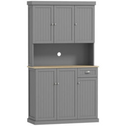 Wyld Haus Ririlo 180Cm Tall Grey Kitchen Storage Cabinet With 6 Doors, Drawer And Open Countertop - thumbnail 1