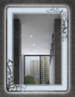 Biznest Double Led Flower Lighted  Wall Mirror White Light Touch Switch With Fog Pad (70X50 Cm Rectangle Style L8025)