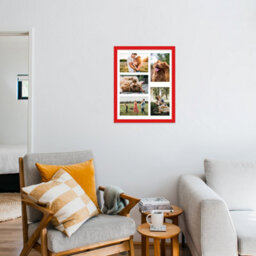 14X11 Inch 5 Opening Photo Collage Frame, Display Five 6X4 Inch Photos, Multi Aperture Family Picture Frame, Red - thumbnail 3
