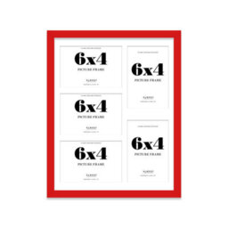14X11 Inch 5 Opening Photo Collage Frame, Display Five 6X4 Inch Photos, Multi Aperture Family Picture Frame, Red - thumbnail 2